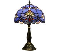 CAPXXIN Lampe Tiffany Violet Style Baroque vitrail Lampe de Chevet Abat-Jour Lavande Base Antique utilisée dans Le Bureau Lampe de Lecture Salon Chambre Bar Art Artisanat Cadeaux W12H19 Pouces Needed