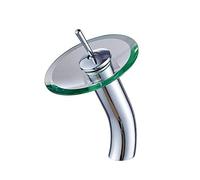 CAPXXIN Robinet d'évier de salle de bain en laiton chromé, design cascade en verre, robinet mitigeur de cuisine, élégant et parfait pour les éviers de salle de bain et de cuisine, installation facile