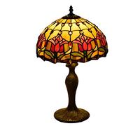 CAPXXIN Tiffany Style Lampe Vitrail Lampe De Table 12 Pouces Tulipe Vitrail Abat-Jour pour Hôtel Chambre Chevet Lampe De Bureau Cadeaux De Noël Et du Nouvel an Needed