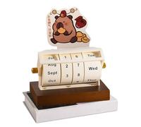 Capy Companion - Calendrier rotatif en bois pour planification de bureau | Affichage perpétuel de la date avec mois et marqueur de semaine réglable plus la disposition des anneaux numérotés pour la