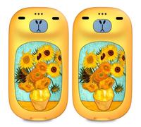 Capybara AI Lot de 2 chauffe-mains rechargeables Jaune 24 h | Puces intelligentes IA à 3 niveaux de chauffage - Format de poche - Cadeau animal mignon pour femme et homme - Pour