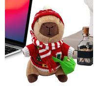 Capybara Avec Des Vêtements | Figurine Mignonne De Noël - Peluche Capybara à habiller 25 cm avec vêtements et accessoires | Pour Garçon Fille Adulte Jeune Ami Voyage Décor Canapé Intérieur Voiture Sal