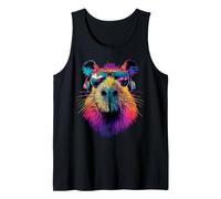 Capybara avec Lunettes Soleil Coloré Popart Cochon Capybara Débardeur