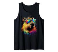 Capybara avec Lunettes Soleil Coloré Popart Cochon Capybara Débardeur