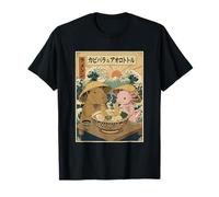 Capybara Axolotl Eating Ramen Noodles Graphic T-Shirt