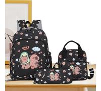 Capybara Backpack, Cartoon Bookbag Set, Cute Travel School Bag, 14.96x11.02x5.12 Inches, Includes Lunch Tote and Pencil Case, Lightweight Comfortable Design, for Kids, Girls, Outdoor, Daily Use