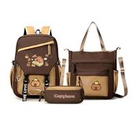 Capybara Backpack Cute Kawaii Backpack 3pcs Set, with Lunch Bag and Pencil Case, for Girls and boys (F)