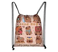 Capybara Backpack - Polyester, 16.14x13.78in Drawstring Bookbag Lightweight | Durable And Stylish Gym Bag, Travel Backpack For School, Gym, Hiking, Swimming, Beach, Parties, A, verwijzen naar de