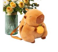 Capybara Backpack, School Backpack, Casual Daypacks, Stuffed Hand Warmer with Orange, Mignon Peluche Animal Toy Bag, 12,99 x 11,81 in Cozy Children's Bag and Home Decoration for Weather