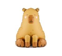 Capybara Ballon gonflable 63 x 80 cm, pour anniversaire d'enfant, fête animale, en aluminium, décoration de fête pour fêtes à thème, marron/beige, 1 pièce