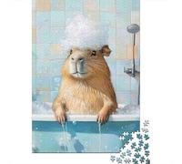 Capybara Bathing Scene Jigsaw for Adults Educational Capybara in Bathtub 1000 Piece Games for Home Decor 38x26cm 1000pcs