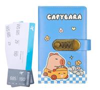 Capybara Bill Tracker - Classeur de défi de 100 enveloppes avec serrure à combinaison, organiseur portable de dépenses et budget en cuir PU pour la maison, le bureau, les voyages et les vacances