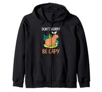 Capybara Bird Friendship Cute Don't Worry Be Capy Citation Sweat à Capuche