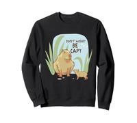 Capybara Bird Friendship Cute Don't Worry Be Capy Citation Sweatshirt