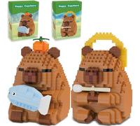 Capybara Blocs de Construction, 2PCS Briques de Construction Mini Brique Figure 3D Mini Blocs de Puzzle Micro Brique de Constructions Figurines Modèle DIY Building Blocks pour Cadeaux d'Anniversaire