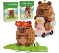 Capybara Blocs de Construction, 2PCS Briques de Constructions Mini Brique Figure 3D Mini Blocs de Puzzle Micro Brique de Constructions Figurines Modèle DIY Building Blocks pour Cadeaux d'Anniversaire