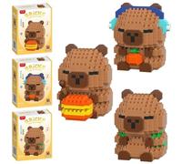 Capybara Blocs de Construction, 3PCS Mini Figurine en Briques Jeux de Construction 3D Mini Blocs de Puzzle Micro Bloc de Constructions Figurines Modèle Building Block Set pour Cadeaux d'Anniversaire