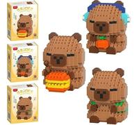 Capybara Blocs de Construction, 3PCS Mini Figurine en Briques Jeux de Construction 3D Mini Blocs de Puzzle Micro Bloc de Constructions Figurines Modèle Building Block Set pour Cadeaux d'Anniversaire