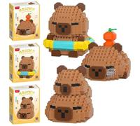 Capybara Blocs de Construction, 3PCS Mini Figurine en Briques Jeux de Constructions 3D Mini Blocs de Puzzle Micro Bloc de Constructions Figurines Modèle Building Block Set pour Cadeaux d'Anniversaire