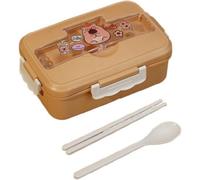 Capybara Boîtes Bento, Capybara Boîte à Lunch Kit avec Gourdes d'eau Sac Isotherme Couverts Portable Sac Bento école Boîtes à Déjeuner Boîte à Lunch Hermétique Boîtesbento pour École Voyage(Brun)