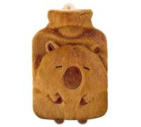 Capybara Bouillotte, 1L Bouillotte eau Chaude Bouillottes Peluche Bouillote avec Housse Bouillottes eau Chaude AnimalBouillotte Grande Antifuite Cadeaux pour Noël et Hiver pour Enfants Adultes