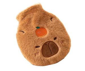 Capybara Bouteille chauffante - Tissu en peluche 17 x 14 cm | Pack chaud et moelleux avec design résistant, soutien confortable pour les mains, aide au soulagement du ventre, chauffage en peluche |