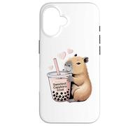 Capybara Bubble Tea Lovely Cute Capyboba Boba Milk Tea Coque pour iPhone 16