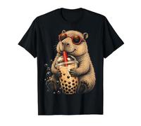 Capybara Bubble Tea T-Shirt Graphique avec Valeur, Homme, Noir, L