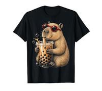 Capybara Bubble Tea T-Shirt Graphique avec Valeur, Homme, Noir, L