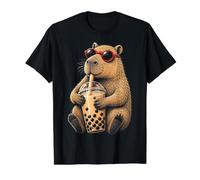 Capybara Bubble Tea T-Shirt Graphique avec Valeur, Homme, Noir, L