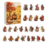 Capybara Calendrier de l'Avent 2025 en acrylique 2D avec décorations Capybara - Calendrier de Noël - 24 jours festifs avec 24 pendentifs au design unique pour sapin de vacances, décoration de maison