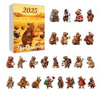 Capybara Calendrier de l'Avent 2025 en acrylique 2D avec décorations Capybara - Calendrier de Noël - 24 jours festifs avec 24 pendentifs au design unique pour sapin de vacances, décoration de maison