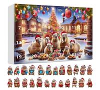 Capybara Calendrier de l'Avent Capybara 24 jours de décorations 3D en acrylique | Calendrier de compte à rebours 2025 pour maison, mur, fenêtre, porte, adultes et enfants