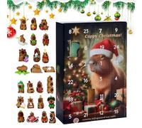 Capybara Calendrier de l'Avent de Noël 24 jours 3D - Pendentifs calendrier de l'Avent pour porte d'entrée, couronne, escalier, rebord de fenêtre, cheminée, mur, salon, bureau, chambre à coucher