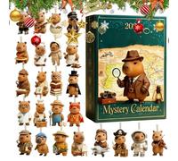 Capybara Calendrier de l'Avent | Décorations en acrylique 2D | Compte à rebours 24 jours Décoration de Noël - Pour fête de vacances Décoration de cheminée Arbre de jardin Poignée de porte