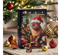 Capybara Calendrier de Noël 2025-24 jours, décoration de compte à rebours 3D, accessoires CapyBaras | Calendrier décoratif à suspendre pour porte d'entrée, mur, fenêtre, rebord