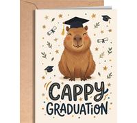 Capybara Carte de remise de diplôme - Carte de jeu de mots amusante pour lycée, université - Cartes de félicitations pour enfants, adolescents, fille, fils - Cadeau spirituel pour elle, lui - NUM 496