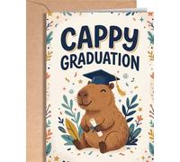 Capybara Carte de remise de diplôme - Carte de jeu de mots amusante pour lycée, université - Cartes de félicitations pour enfants, adolescents, fille, fils - Cadeau spirituel pour elle, lui - NUM 494