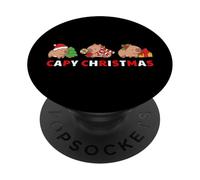 Capybara Celebrating Xmas with A Funny Pun of Capy Christmas PopSockets PopGrip Adhésif