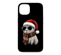 Capybara Chapeau de Père Noël Écharpe Écharpe Lunettes de Soleil Nuances Amoureux Coque pour iPhone 13
