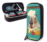 Capybara Chef Animal Portrait Trousse À Crayons Multifonction, Grande Capacité, Organiseur De Papeterie, Porte-Stylo Pour L'école, Le Bureau, La Trousse De Maquillage