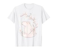 Capybara Cherry Blossoms Méditation Zen Pacifique Yoga Femmes T-Shirt