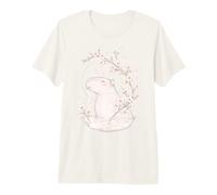 Capybara Cherry Blossoms Méditation Zen Pacifique Yoga Femmes T-Shirt Haut de Gamme