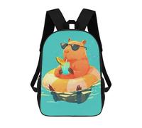 Capybara Chilling in The Pool Sacs À Dos Imprimés En 3D Pour Enfants 17inch Sacs À Dos Tendance Et Décontractés Pour La Journée, Sacs De Voyage, Sacs À Dos D'extérieur Pour Garçons Et Filles