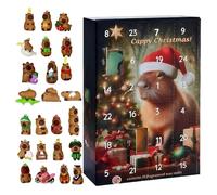 Capybara Christmas Ãdvent caleñdar - Calendrier de compte à rebours 3D de 24 jours avec figurines | Décoration de bureau pour cheminée, bibliothèque et table de chevet, style couronne festive pour