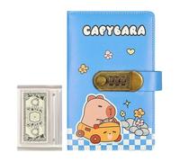 Capybara Classeur de 100 enveloppes pour billets de banque avec verrou, carnet de suivi de factures | pour indépendants, familles, couples, adultes, maison, bureau, appartement, voyage, vacances