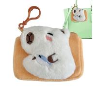 Capybara Coin Holder for Keyring, Plush Purse, Funny Capybara Animal Bag, Small Wallet Pendant Strap, Earphone Cord Storage for Casual Use, 4.72x3.35 inches