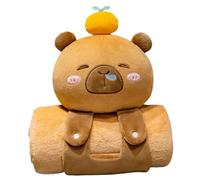 Capybara Couverture 39 x 67 cm Enroulable en Flanelle Douce et Chaude pour l'hiver, Le Bureau, la Maison, Appui-tête, Oreiller, Chaise, Soutien du Dos, Style 1 |.Jeté d'hiver
