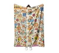 Capybara Couverture épaisse, moelleuse et chaude en flanelle, motif dessin animé, multifonction, couverture de sieste pour canapé, couverture (C, 150 x 200 cm)