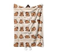 Capybara Couverture épaisse, moelleuse et chaude en flanelle, motif dessin animé, multifonction, pour bureau, canapé, couverture (A, 100 x 150 cm)